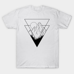 Geometric Mountains - Black Version T-Shirt